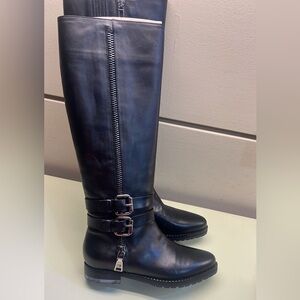 MARINO FABIANI MADE IN ITALY LEATHER Black Combat Boots with Buckle and Zipper